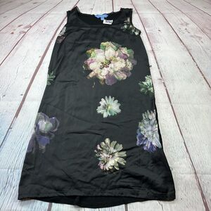 Simply Vera Vera Wang Dress Womens XS Black Floral Sleeveless Shift Tank Sheer